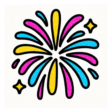 single firework burst, vibrant colors, radiating lines, celebratory, glowing effect sticker