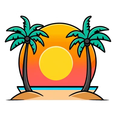 palm trees and sunset inspired by GTA 6 sticker