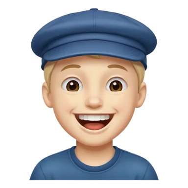 Un niño con gorra riendo sticker
