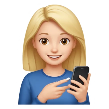 a girl on his phone with a happy face commenting on a post sticker