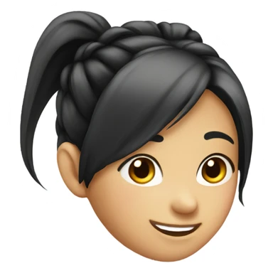 asian girl ponytail smil sticker