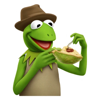 Kermit the frog eating Kermit the frog. sticker