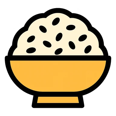 A dish of rice topped with black sesame seeds sticker