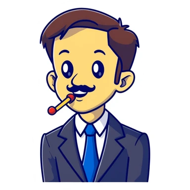 cartoon sticker of a news anchor with a long Pinocchio nose symbolizing fake news sticker