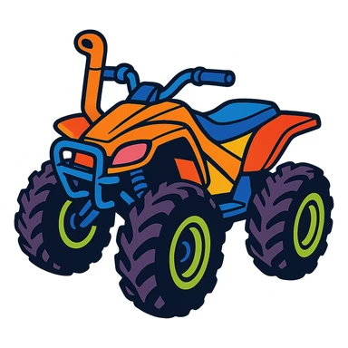 4 wheeler ATV with a snorkel and oversized tires, dynamic angle, vibrant colors sticker