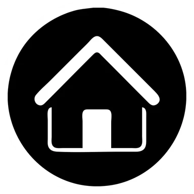 house icon, round shape, solid filled icon style sticker