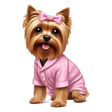 Yorkie wearing pink pajamas  sticker