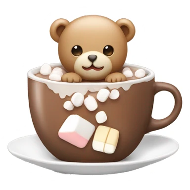 Baby Teddy bear in a Cup of hot chocolate with marshmallows on its head  sticker