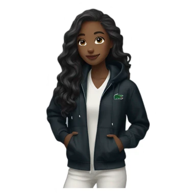 Lacoste bag Black girl with long hair with black lacoste windbreaker sticker