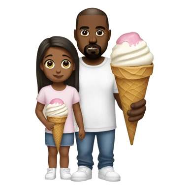 Kanye west with ice cream and his daughter sticker