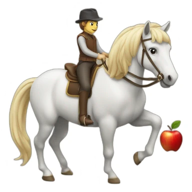 an apple riding a horse sticker