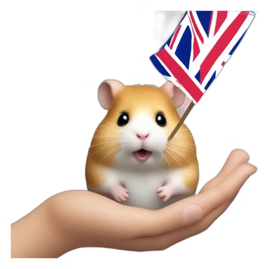 Fat hamster waiving small uk flag in the hand sticker