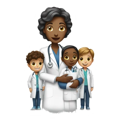 woman-doctor-with-children sticker