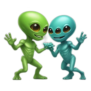 two aliens high fiving sticker