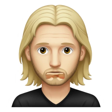 Layne Staley's face, iconic grunge singer, pale skin, long hair, intense eyes, subtle stubble sticker