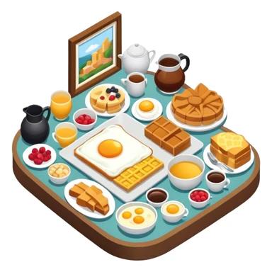 Hotel mega breakfast buffet isometric  sticker