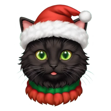 black cat with christmas hat sticker