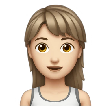 A white girl with brune hair and a fringe in a sport outfit sticker