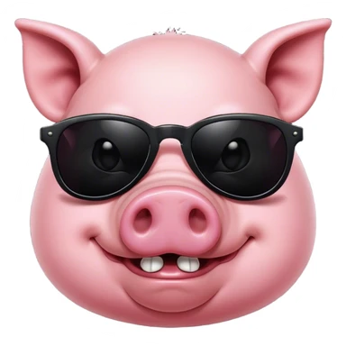 toothy pink pig with black sunglasses sticker