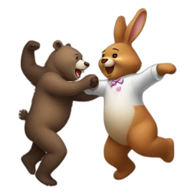 Bear and bunny dancing sticker