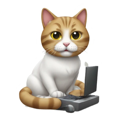 cat using pc sticker