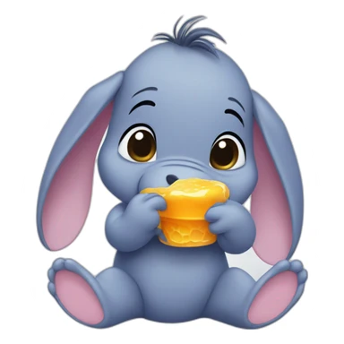 Baby Eeyore eating honey  sticker