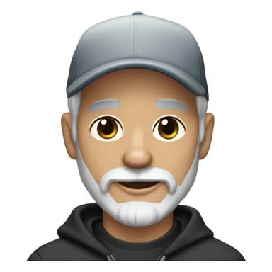 Handsome man with blue eyes wearing ball cap with grey hair and goatee beard holding all black long haired chihuahua sticker