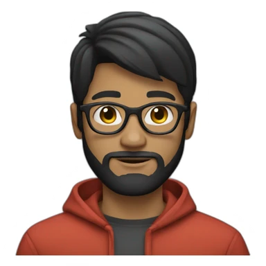 white young man with round glasses and black straight short hair and short black thin beard sticker