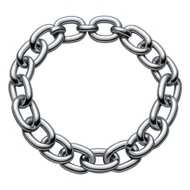 A thick luxury chain emoji made of liquid silver chrome, smooth rounded links, glossy metallic reflections, heavy swag aesthetic, minimalistic iOS emoji style, centered, clean white background sticker