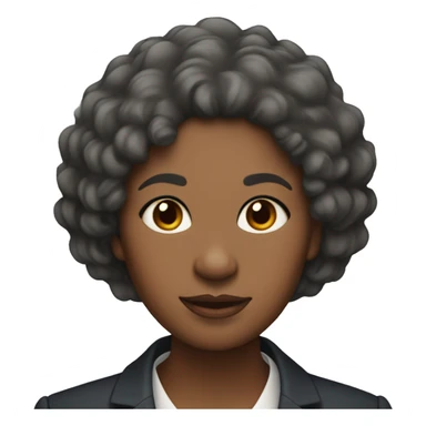 A  middle-aged  black  woman  with  curly  hair  and  a  round  face,  dressed  in  a  suit. sticker