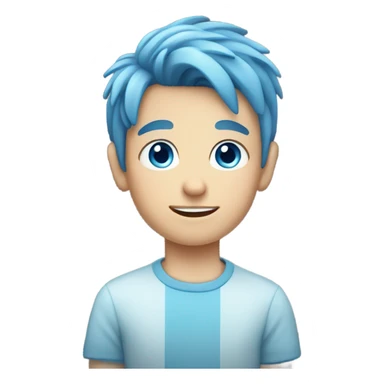 Young Caucasian boy with blue eyes and blue hair sticker