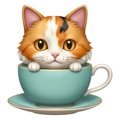 Cat in a tea cup sticker