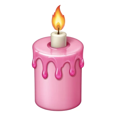 A drawing of a flaming pink candle that could be used at a romantic dinner table. The camera should be isometric at a 45-degree angle. sticker