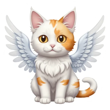 a white cat with wings sticker