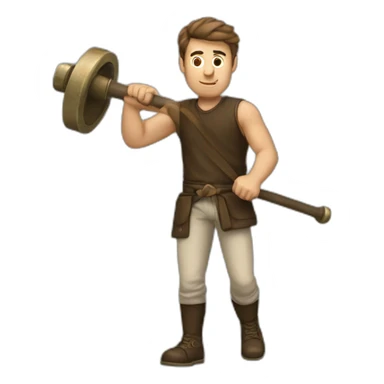 men with a macebell sticker