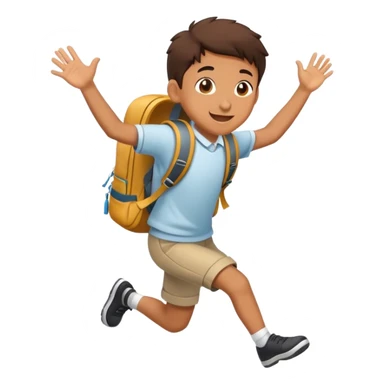 A school child with a backpack jumping. sticker