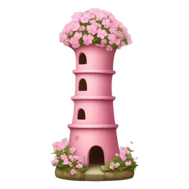 Pink cat tower with blossoming flowers sticker