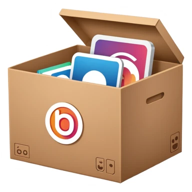 a box open with swipe files inside and instagram logo on the box sticker