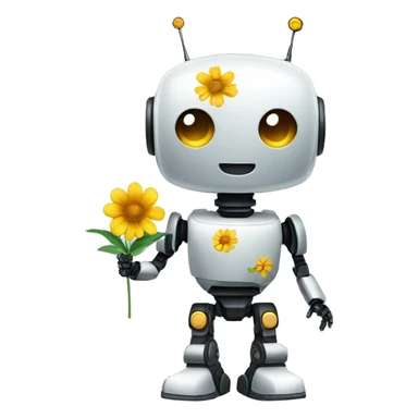 a robot with a flower sticker