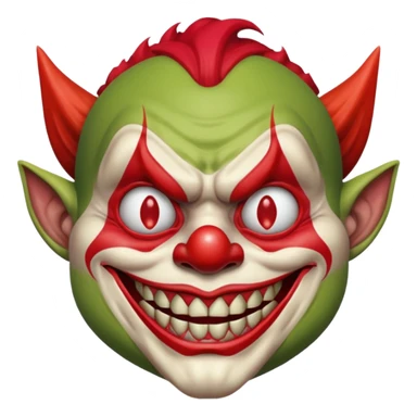 I want just one head but to be the combination of these three emojis 🤡👺👹 sticker