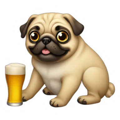 un pug bebiendo cerveza sticker