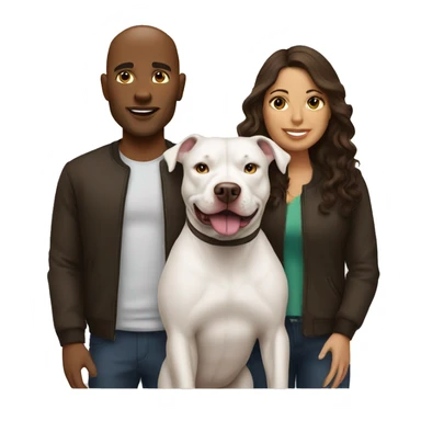 Brunette couple with Pitbull  sticker