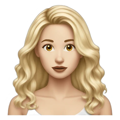 White women, long blonde balayage hair, no emotion sticker