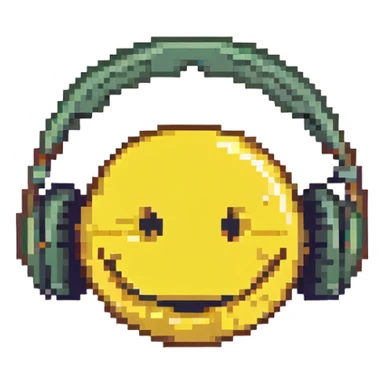 nodding smiley face wearing headphones sticker