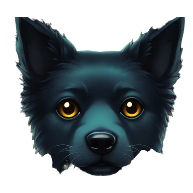 Black iridescent fluffy dog fox head zombie skull skeleton gold mechanical nebula galaxy stars colorful flowers fairy lights vintage sticker