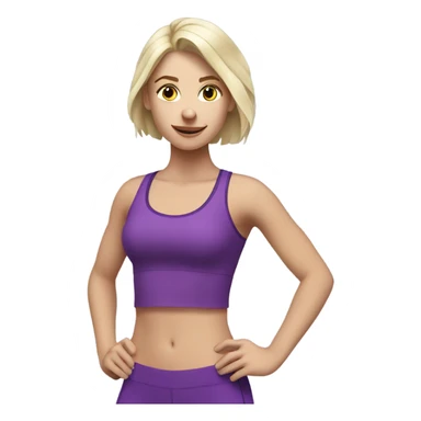 White blonde girl exercising whith purple top  sticker