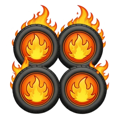 fireballs with flames in semi tires sticker