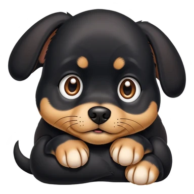 scared single small black dog with white paws curled up sticker