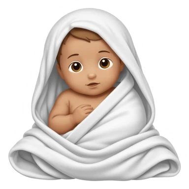 tanned baby swaddled in a white blanket sticker