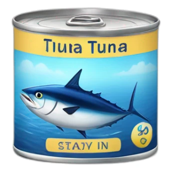 Realistic small can of tuna showing the blue shape of a sailling boat on a sea background sticker